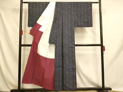 平和屋着物■上質な紬　道長格子　正絹　逸品　AABH9026fw