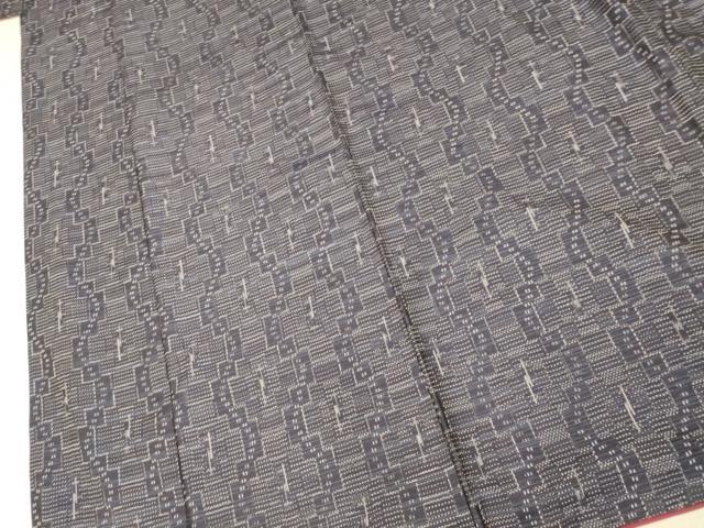 平和屋着物■上質な紬　道長格子　正絹　逸品　AABH9026fw