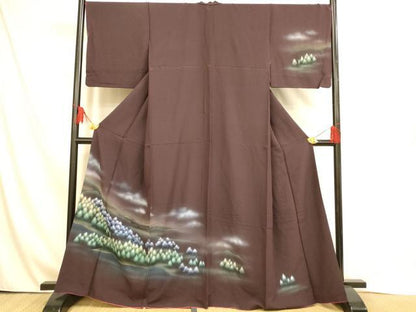 平和屋着物■訪問着　手描き　樹林文　暈し染め　正絹　逸品　AABH9028fw