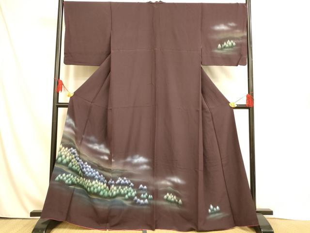 平和屋着物■訪問着　手描き　樹林文　暈し染め　正絹　逸品　AABH9028fw