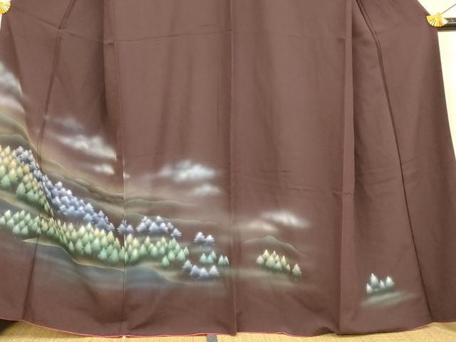 平和屋着物■訪問着　手描き　樹林文　暈し染め　正絹　逸品　AABH9028fw