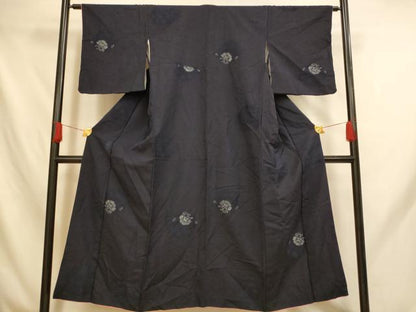 平和屋着物■上質な紬 寿光織 草花文 銀糸 正絹 逸品 AABH9032fw
