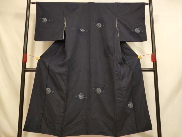 平和屋着物■上質な紬 寿光織 草花文 銀糸 正絹 逸品 AABH9032fw