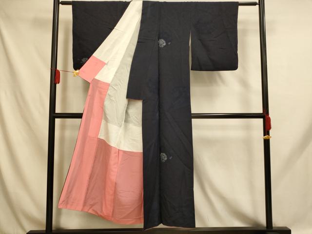 平和屋着物■上質な紬 寿光織 草花文 銀糸 正絹 逸品 AABH9032fw