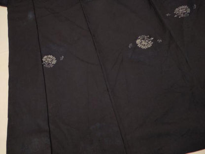 平和屋着物■上質な紬 寿光織 草花文 銀糸 正絹 逸品 AABH9032fw