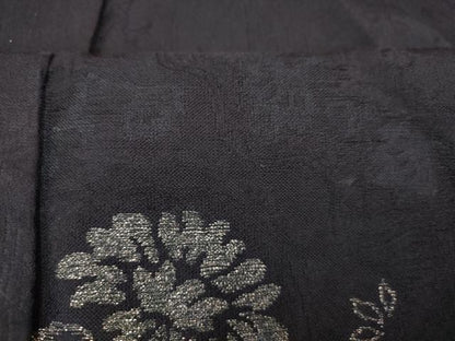 平和屋着物■上質な紬 寿光織 草花文 銀糸 正絹 逸品 AABH9032fw
