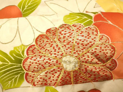 平和屋着物■豪華振袖 刺繍 草花文 梅 楓 暈し染め 金彩 正絹 逸品 AABH9034fw