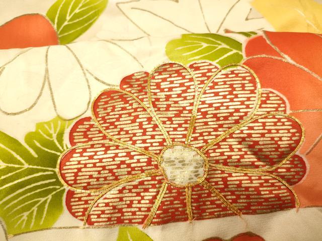 平和屋着物■豪華振袖 刺繍 草花文 梅 楓 暈し染め 金彩 正絹 逸品 AABH9034fw