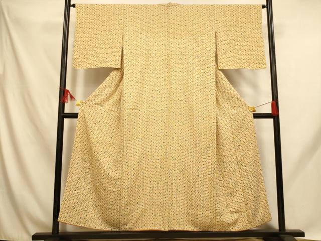 平和屋着物■上質な小紋 型染め 花丸文 正絹 逸品 AABH9035fw