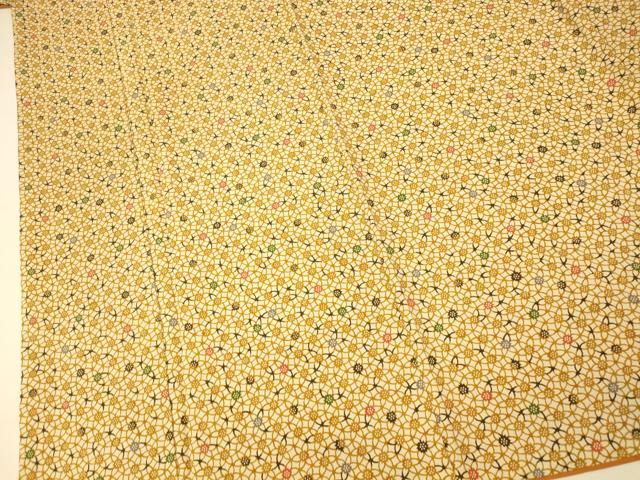平和屋着物■上質な小紋 型染め 花丸文 正絹 逸品 AABH9035fw