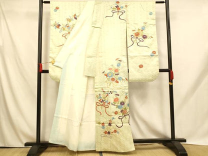 平和屋着物■豪華振袖　刺繍　束ね草花文　金銀彩　正絹　逸品　AABH9040fw