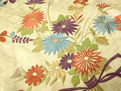平和屋着物■豪華振袖　刺繍　束ね草花文　金銀彩　正絹　逸品　AABH9040fw