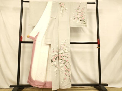 平和屋着物■訪問着 手描き 枝花文 正絹 逸品 AABH9042fw