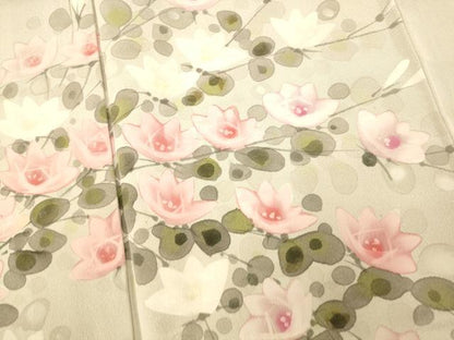 平和屋着物■訪問着 手描き 枝花文 正絹 逸品 AABH9042fw