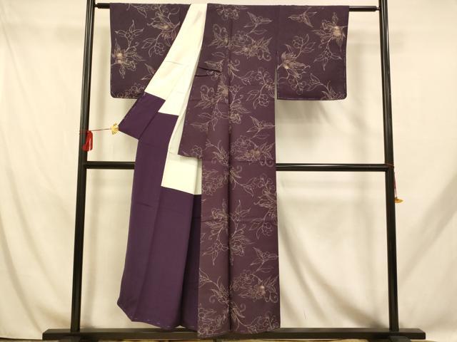 平和屋着物■上質な小紋 更紗花文 正絹 逸品 AABH9043fw