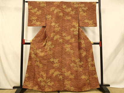 平和屋着物■上質な小紋 枝花芝文 金彩 正絹 逸品 AABH9045fw