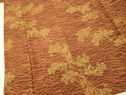 平和屋着物■上質な小紋 枝花芝文 金彩 正絹 逸品 AABH9045fw