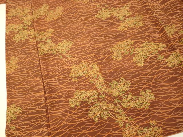 平和屋着物■上質な小紋 枝花芝文 金彩 正絹 逸品 AABH9045fw