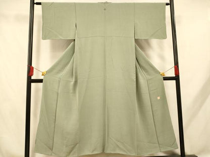 平和屋着物■上質な色無地 作家物 山葵色 正絹 逸品 AABH9049fw