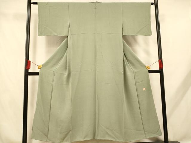 平和屋着物■上質な色無地 作家物 山葵色 正絹 逸品 AABH9049fw