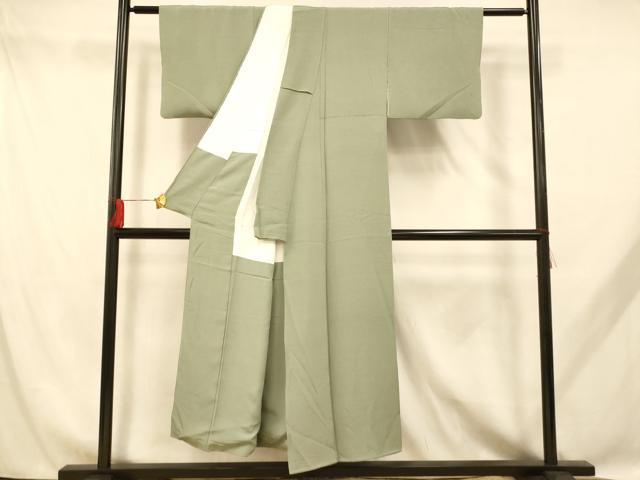 平和屋着物■上質な色無地 作家物 山葵色 正絹 逸品 AABH9049fw