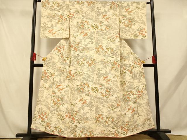 平和屋着物■上質な小紋 風景文 金彩 正絹 逸品 AABH9062fw