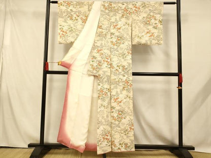 平和屋着物■上質な小紋 風景文 金彩 正絹 逸品 AABH9062fw
