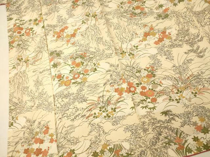 平和屋着物■上質な小紋 風景文 金彩 正絹 逸品 AABH9062fw