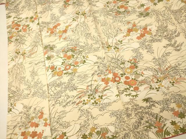 平和屋着物■上質な小紋 風景文 金彩 正絹 逸品 AABH9062fw