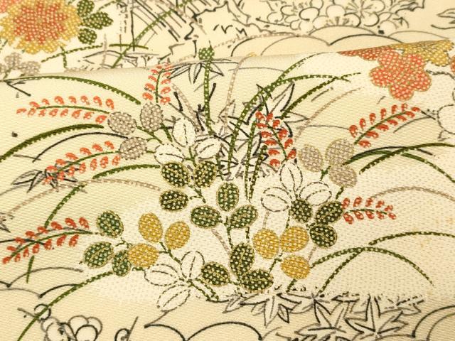 平和屋着物■上質な小紋 風景文 金彩 正絹 逸品 AABH9062fw