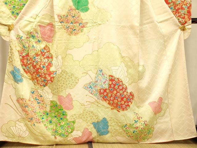 平和屋着物■豪華振袖 刺繍 雲取り舞蝶文 金彩 正絹 逸品 AABH9066fw