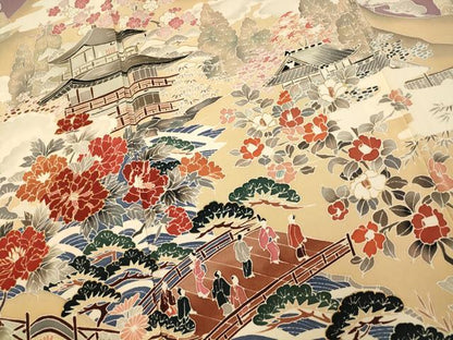 平和屋着物■豪華色留袖 作家物 人物風景文 金彩 正絹 逸品 AABH9067fw