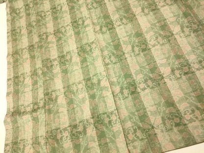 平和屋着物■上質な紬　洋花格子文　正絹　逸品　AABH9071fw