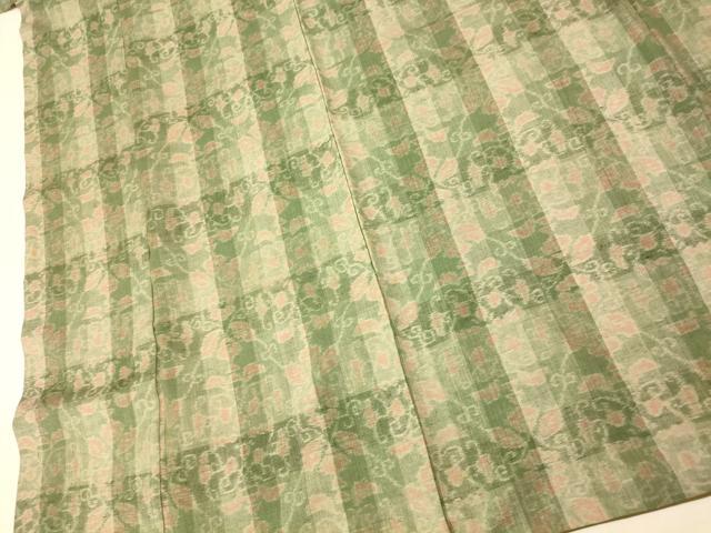 平和屋着物■上質な紬　洋花格子文　正絹　逸品　AABH9071fw