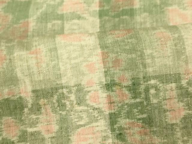平和屋着物■上質な紬　洋花格子文　正絹　逸品　AABH9071fw