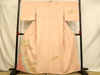 平和屋着物■訪問着　絞り　吉祥枝花丸文　金銀彩　正絹　逸品　AABH9097fw