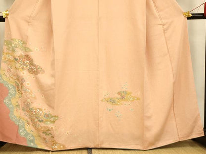 平和屋着物■訪問着　絞り　吉祥枝花丸文　金銀彩　正絹　逸品　AABH9097fw