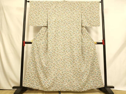 平和屋着物■上質な小紋　草花櫛文　正絹　逸品　AABH9098fw