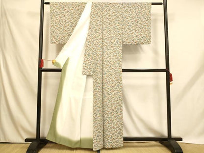 平和屋着物■上質な小紋　草花櫛文　正絹　逸品　AABH9098fw