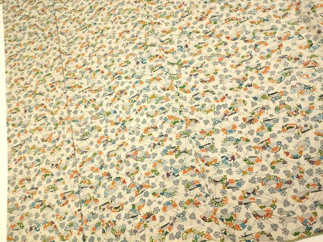 平和屋着物■上質な小紋　草花櫛文　正絹　逸品　AABH9098fw