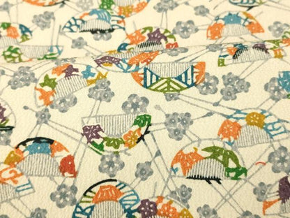 平和屋着物■上質な小紋　草花櫛文　正絹　逸品　AABH9098fw