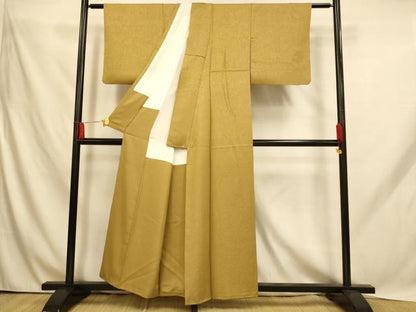 平和屋着物■上質な色無地 宝尽くし地紋 桑染色 正絹 逸品 AABH9099fw