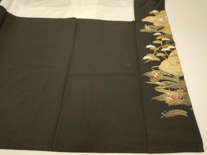 平和屋着物■豪華黒留袖 風景文 金銀彩 正絹 逸品 AABH9101fw