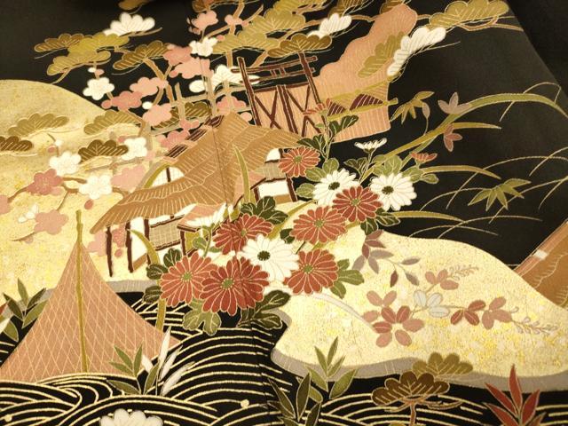 平和屋着物■豪華黒留袖 風景文 金銀彩 正絹 逸品 AABH9101fw