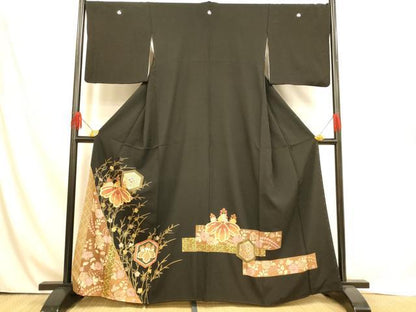 平和屋着物■豪華黒留袖 駒刺繍 辻が花 金彩 正絹 逸品 AABH9103fw