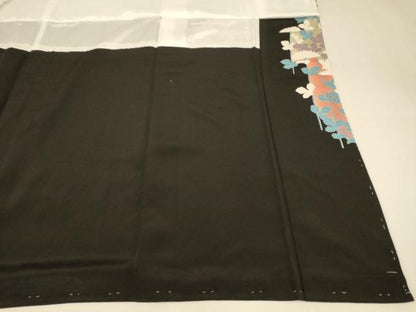 平和屋着物■豪華黒留袖 手描き 刺繍 乱菊文 金彩 正絹 逸品 AABH9107fw