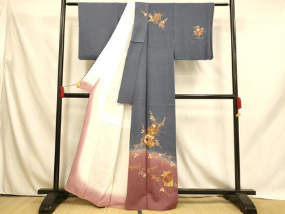 平和屋着物■訪問着 花蝶丸文 暈し染め 金彩 正絹 逸品 AABH9118fw