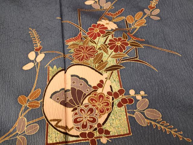 平和屋着物■訪問着 花蝶丸文 暈し染め 金彩 正絹 逸品 AABH9118fw