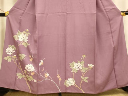 平和屋着物■色留訪問着　枝花文　正絹　逸品　AABH9121fw