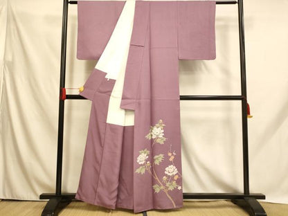 平和屋着物■色留訪問着　枝花文　正絹　逸品　AABH9121fw